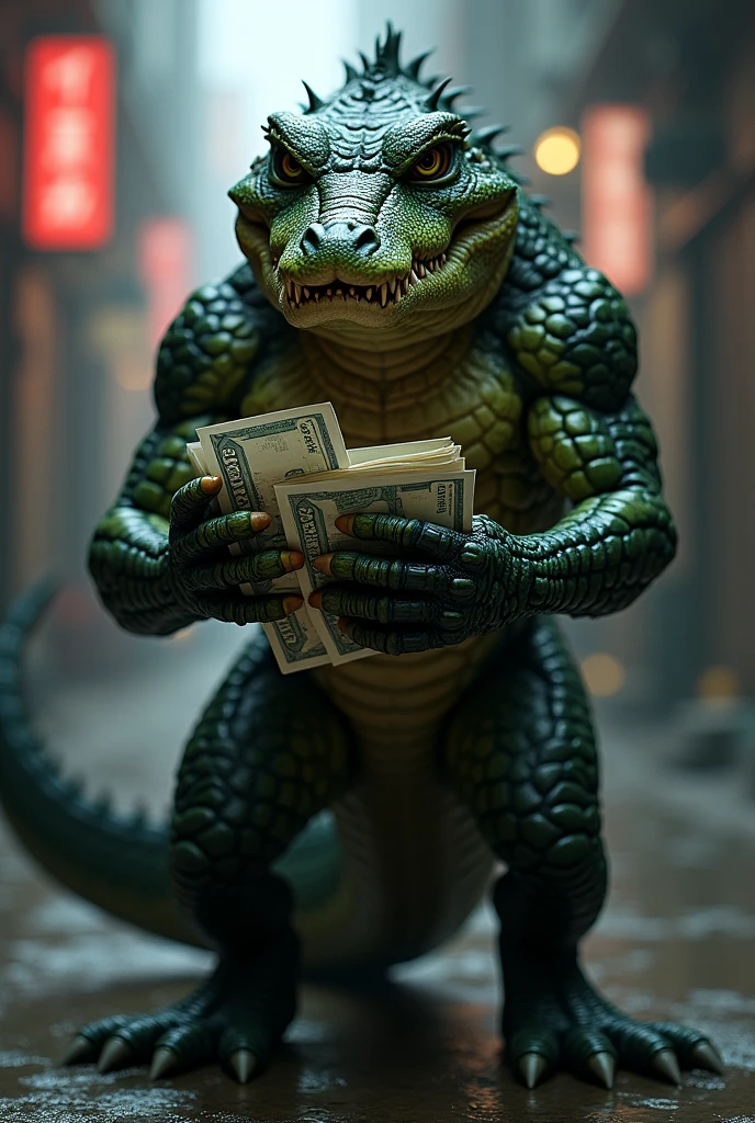 Godzilla stripper bikini dancing money