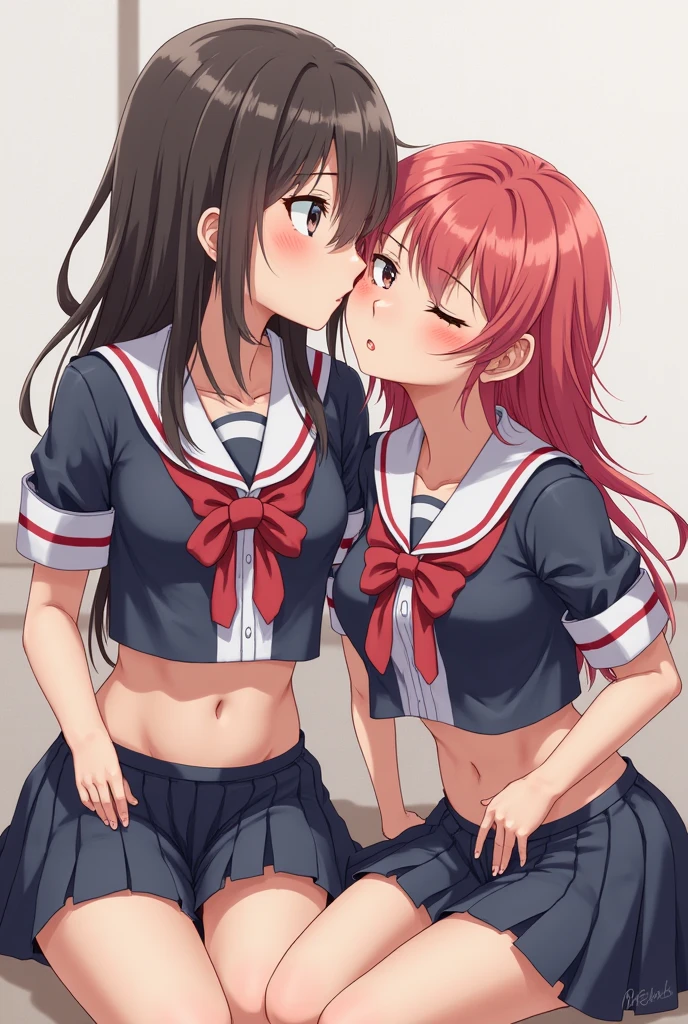 2 girls , Samburu background,Yukinoshita Yukino , Yuigahama Yui , waltz dance , school uniform,check skirt,(check skirt捲れる),(white panties),(pink panties),