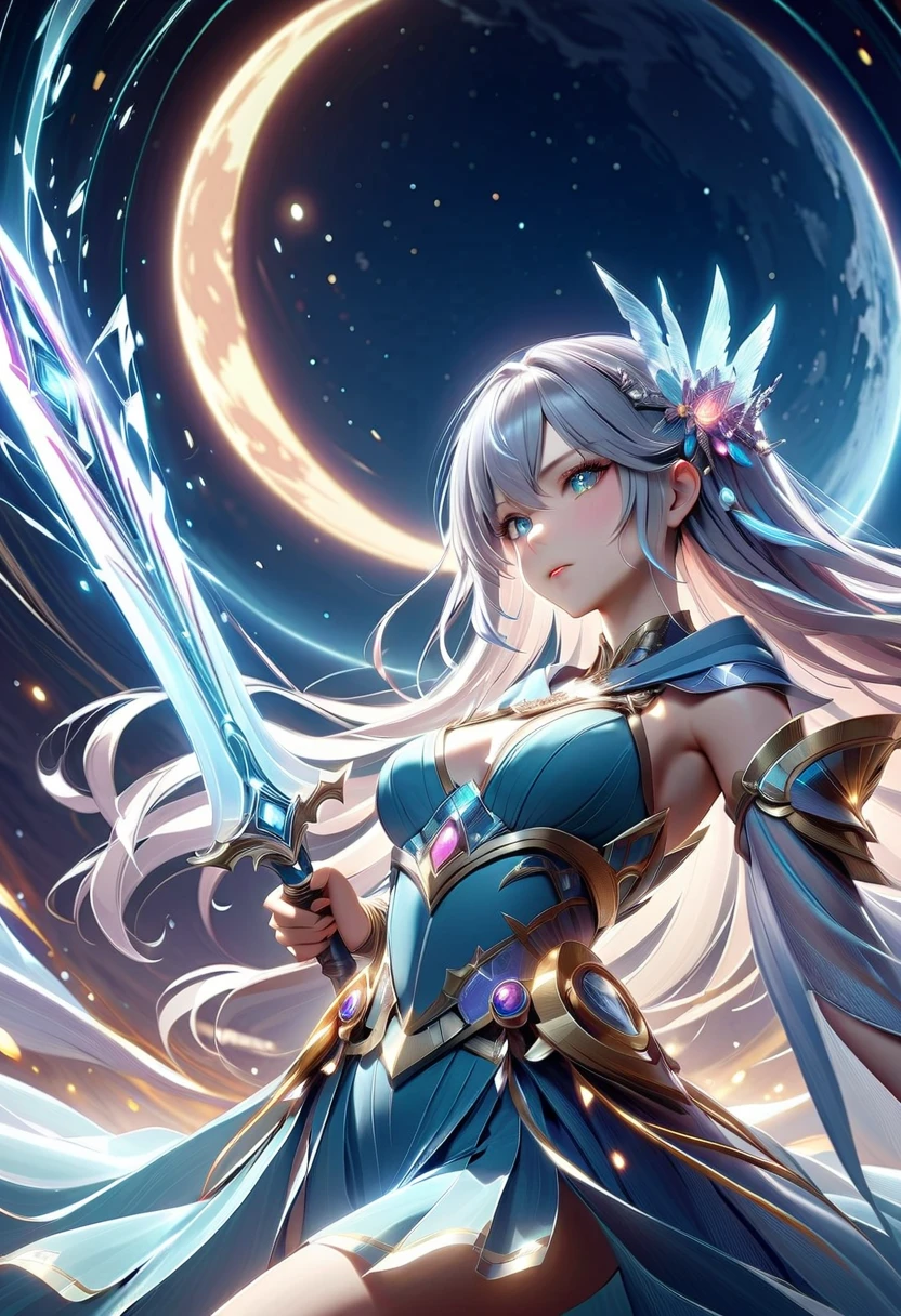 Yuna
Character Age: 23 years old
Number of Individuals: Single
Body Size: Average height, slim and athletic body.
Feelings and Facial Expression: Determination in the eyes, with a light and confident smile. Serene expression, but with a touch of mystery.
Feeling that the Scene Conveys: Adventure and discovery.
Setting: Fantasy RPG.
Story or Context: Yuna is a courageous adventurer searching for ancient relics in a magical world. She has special energy manipulation abilities, inherited from an ancestral lineage.
Character Appearance:
Colors of Hair, Eyes, Clothes, etc.: Long, silver hair, intense violet eyes. He wears elegant armor, combining shades of blue and silver.
Makeup:
Take makeup highlighting your eyes.
Face Details:
Glowing eyes, indicating its magical power. Detailed and smooth lips.
Anime/Manga Style:
Anime style, with defined and elegant features.
Color palette:
Vibrant palette of blue and silver tones, conveying a sense of magic and mystery.
Symmetry:
Symmetrical face, with balanced details.
Specific Facial Features:
Some subtle magical runes on the face.
Character Reactions:
Smiling confidently, with a determined look.
Setting and Environment:
Background: Ancient ruins with magical pillars and arches.
Character Pose:
Yuna wielding a magic sword, ready to explore.
Lighting:
Soft, bright light, highlighting Yuna in the center.
Natural and Unnatural Events:
Magical sparks floating in the air.
Focus and Blur:
Sharp focus on Yuna, with soft blur in the background.
Background Colors or Background Color Palette:
Deep blue and violet, creating a mystical atmosphere.
Atmosphere or Artistic Style:
Realistic style with touches of fantasy.
Camera angle:
View from the front, slightly tilted upwards, highlighting Yuna.
Special Details:
Magical runes emitting a soft glow around Yuna.
Camera Location:
Eye level, emphasizing the connection with the viewer.
Any Important Background Details:
Magical relics in the surrounding ruins.
Image Qualit