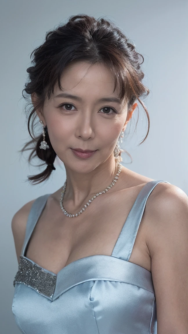 (masutepiece:1.4), High Definition,(High quality:1.4),(60-year-old woman:1.4),(Wrinkles on the face:1.4),Beautie,(ballgown:1.4),breasts,Smile,Sari Dress