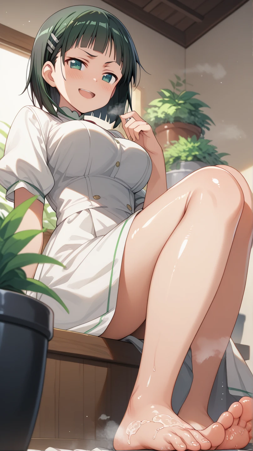 garden,On the grass,Uniformed,Sit on the grass,Leg spread,Spreading legs,Looking forward,Normal milk,Normal boobs,Black Hair,Short Hair,Blue Eyes,Very embarrassed,Hold your mouth with your hand,Embarrassed face,Shy with open mouth,blush,Very embarrassed,Look Away,naked,Front viewStanding,Not looking at me,Looking away,Turn away,Thick thighs,Angle from below,Watch her from below