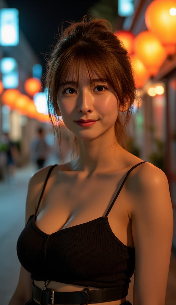 top-quality、a picture、(Photorealsitic:1.4)、(hyper realisitic:1.4)、(Cinematic:1.5)、25 year old woman、Beautuful Women、japanes、(beautiful and delicate face:1.5)、High-quality eyes、(high quality fingers:2)、length hair、（Black Dress）、Sleeveless、upscale restaurant、Dimmed orange lighting、wine glasses、Canon 50mm, f:1.8. simple background、Blur the background、