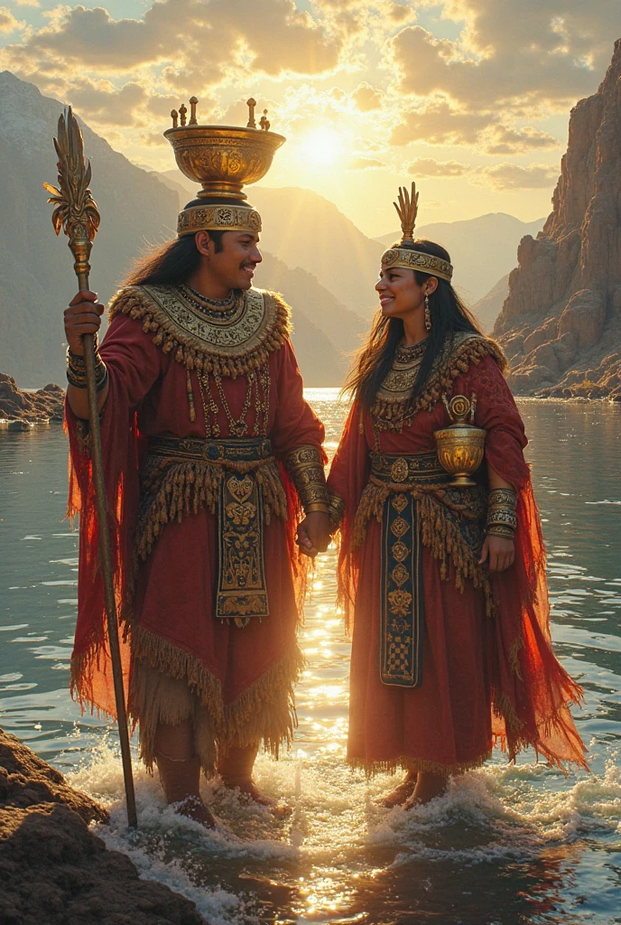 Inca King, and Queen warrior, fearless expression, holding crossbow, spears inside space ship taking ayahuasca (dmt) 4k, realistic, masterpiece, best quality, realistic, detailed, sharp