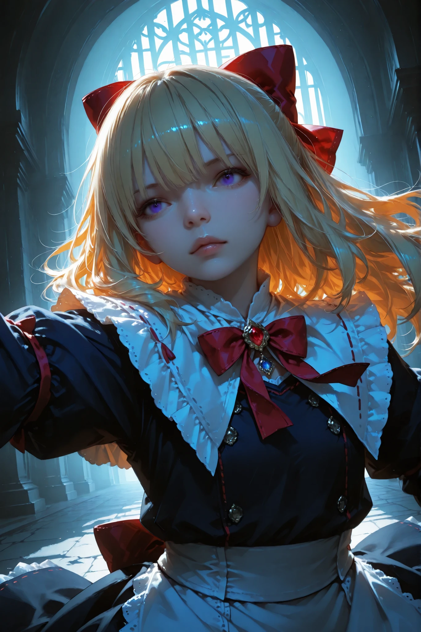 1girl\(shanghai_doll\),(dynamic pose:0.25) , BREAK, realistic, semi-realistic lighting, detailed facial features, high contrast shading, lifelike skin texture, refined jewelry detail, soft shadows, cinematic atmosphere, photoreal quality, 4k, 8k, HDR, ultra detail, highres, 1080p, HD, 16k