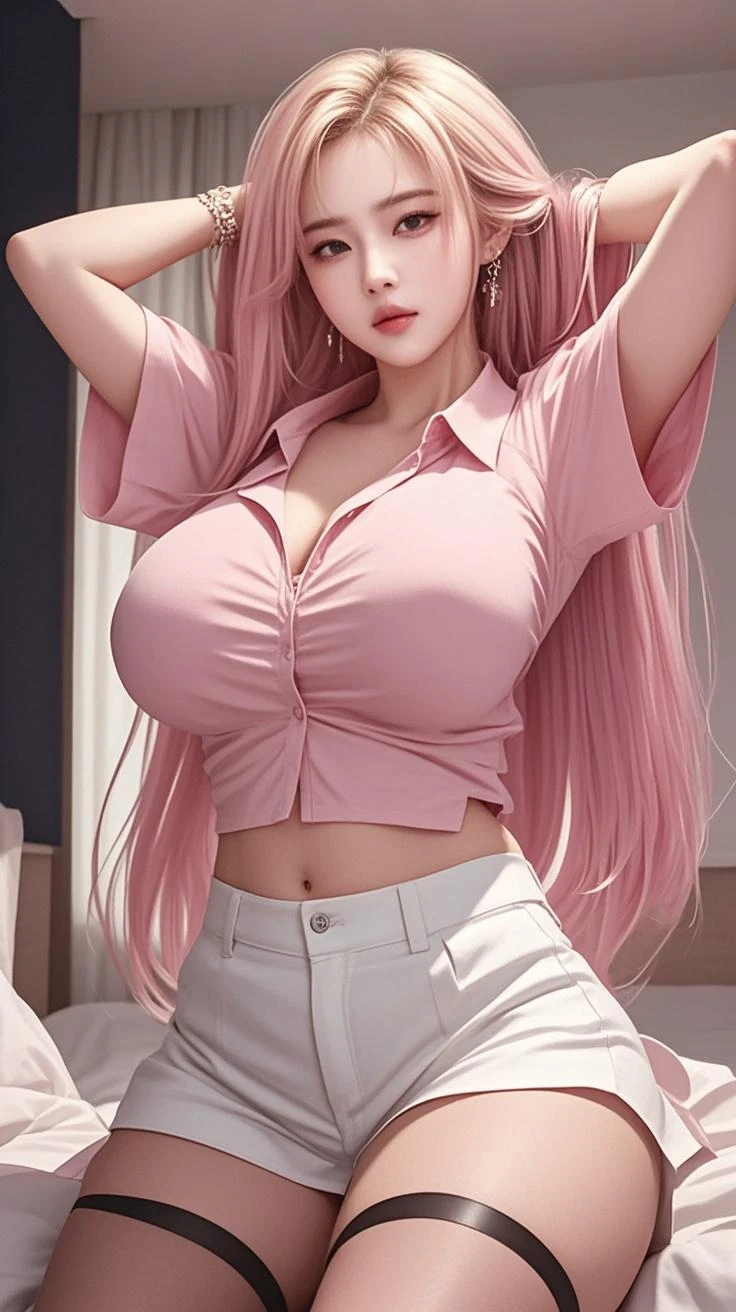 (best quality:1.5, highres, UHD, 4K, detailed lighting, shaders), gold floral haired, gradient hair, large breasts, suit, school shirt, school short skirt, mature woman , (pov), white background, colorful eyeshadow, dramatic lighting, sparkling eyes, sensual expression, golden earrings, flowing hair, delicate facial features, dark skinned, high cheekbones, urban setting, white background, dont look for the camera, lean forward,