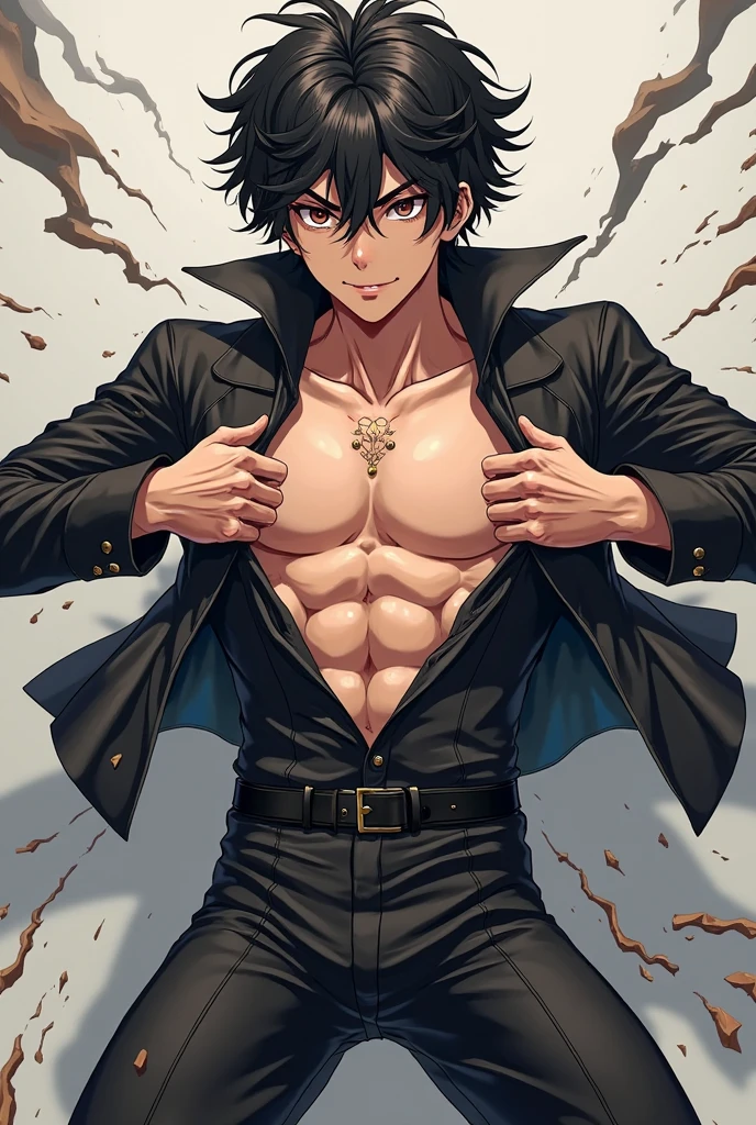 (masterpiece), ((sfw)), best quality, expressive eyes, perfect face, mature male, (1boy, adult Man), young adult, young man, solo, Green hair BREAK ahoge, blue eyes BREAK demon boy, topless male, open jacket, standing, evil smile, grin, looking at viewer, demon horns, wings, black background, (fire scenery, flamming background), hell, looking at viewer 