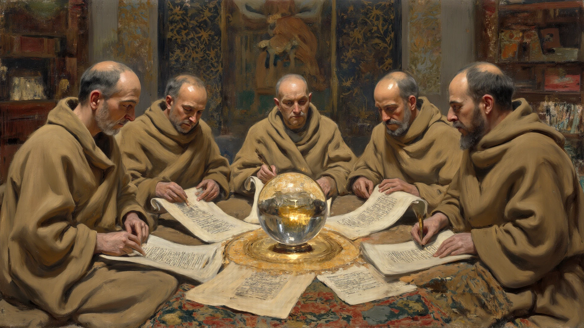 Top text: "Medieval Scientists Be Like:"
Image: A painting of medieval alchemists or scholars, all looking very serious and focused, sitting around a table with ancient scrolls, potions, and a strange contraption that looks like a blend of a cauldron and a telescope.
Bottom text: "Turning lead into gold? More like ‘Wait… did it explode again?’"
This plays on the stereotype of medieval alchemists trying to turn lead into gold while often ending up with unexpected and explosive results. The mix of seriousness and humor should make it a hit!