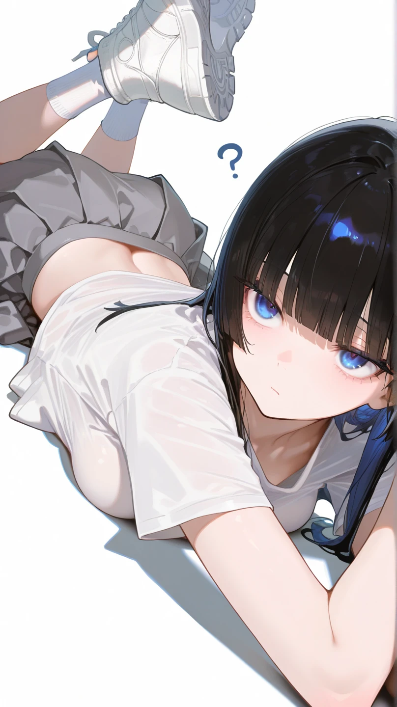 masutepiece, Best Quality,Illustration, Wallpaper, Ultra Detail, Little Face Lori、((fear:1.3))、(Teary-eyed:1.5)、(((Cute underwear)))、ample breasts、student clothes、Semi-long hair、She makes me lie down and spread my legs.