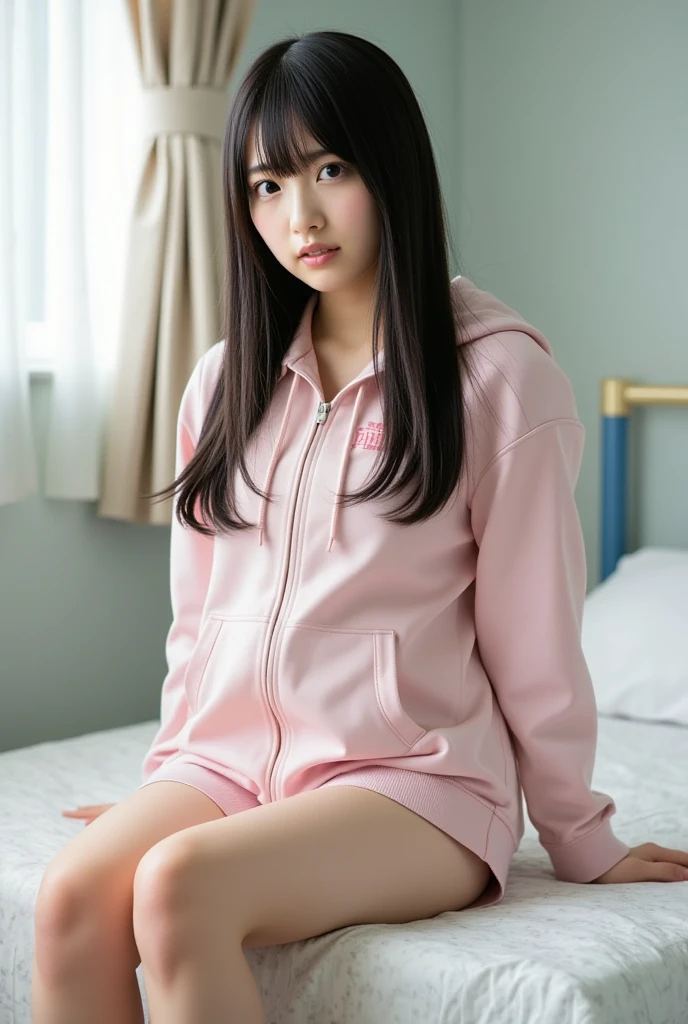 hold the underwear you took off、pink maid bikini、spread legs、perfect face、school hallway