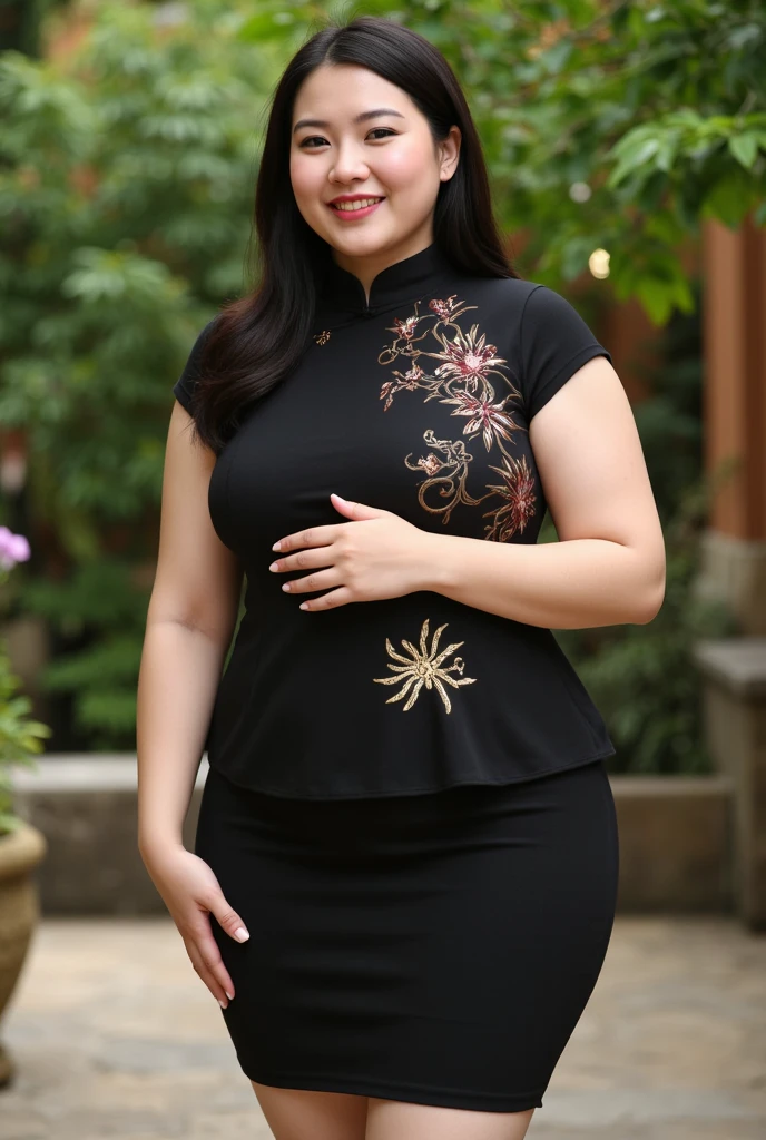 (Best quality,8k,ultra high res:1.2),(Pretty chinese-Indonesian girl),(Huge breasts:0.8),(long dress), (thick thighs:0.9), (obese body), (modern plain hijab ), (sfw), (40-year-old ), (SFW)
