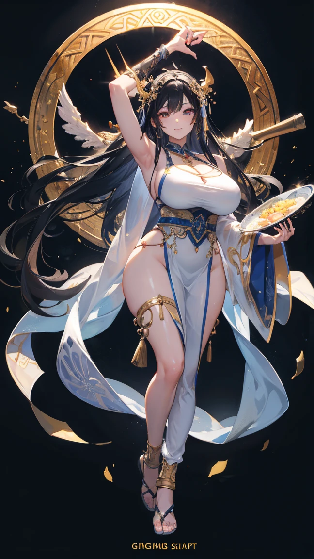 (masterpiece), best quality, expressive eyes, perfect face,mature woman,((1woman)),((dark brown hair)),wavy hair,(glowing orange pupils),big breasts,cleavage,(magical girl costume),(embroidery:1.5),(garterbelt),(brown and gold thighhighs),floating crystals,crystal pendant,circlet,tassel earrings,armlets,bracelets,bashful smile,standing,sexy pose,fantasy scenary,(night:1.1),(starry sky 1:1),gems,(sparkle:0.9),(glitter:0.9),dymanic angle,head tilt, mengde, zhongli_(genshin impact), glowing meteor background