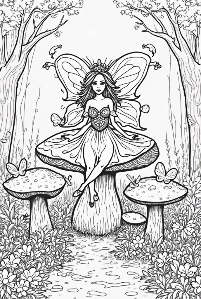 <lora:sdxl-coloring-book-redmond:0.75> coloring book of sexy dryad dancing in the forest, full body, flirting, sexy, perky breasts, long legs, outlined pen drawing, cartoon style, black and white outline, ColoringBookAF
