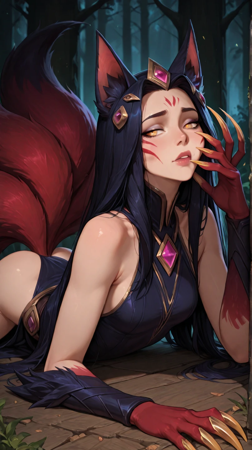 (absurdres, best quality, masterpiece:1.2), 1girl, <lora:mgq_alice16v0.3:0.9>, mgq_alice16, lamia, monster_girl, cowboy_shot, (hand on another's face:1.1), (1boy:1.15), (purple hair:1.1), gloves