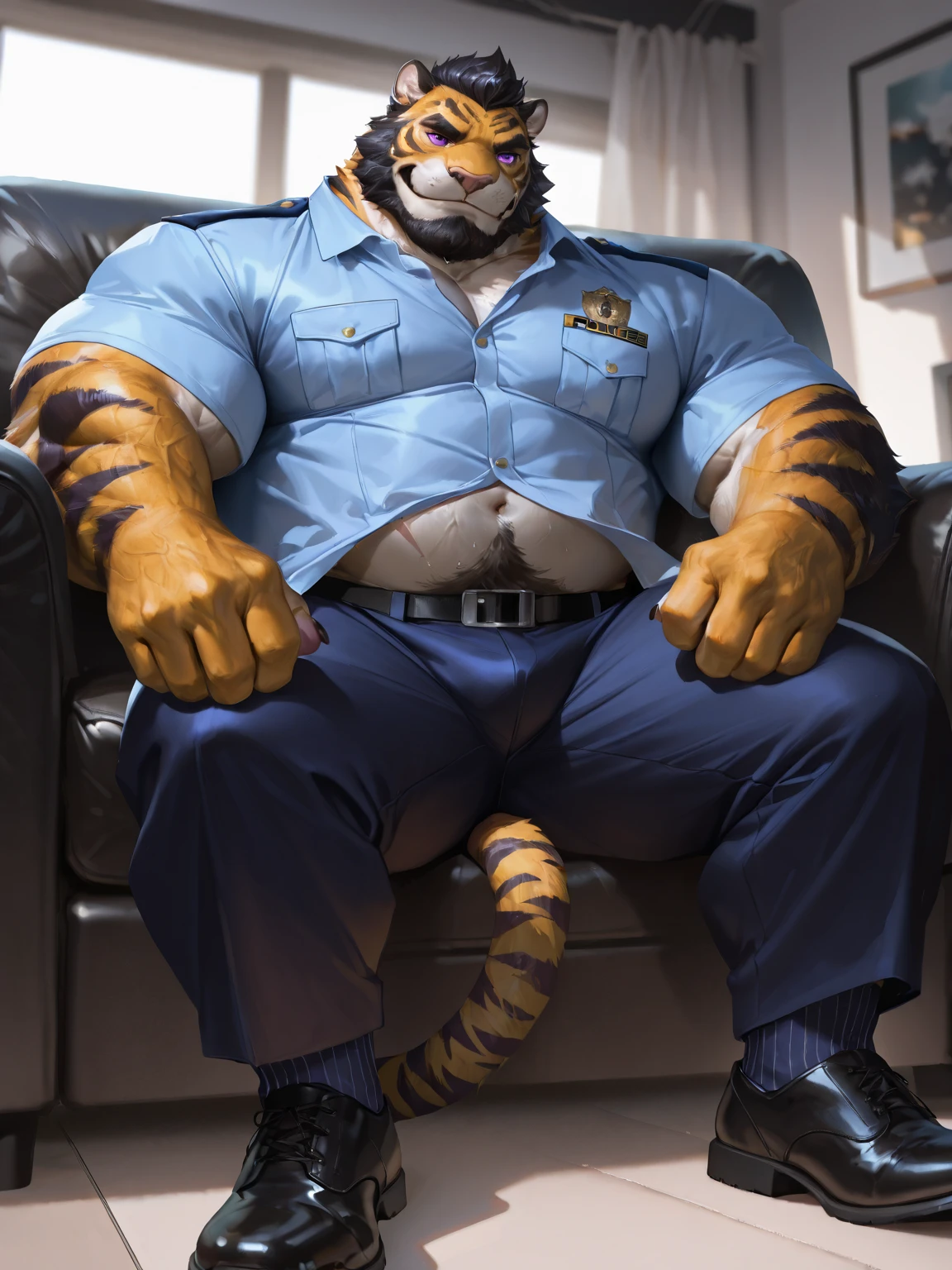 Author: bontiage, (1 boy), One, tiger, bulge, pants, uniform, military, military uniform, peaked cap, Men's Second, kemono, hot body, muscle, Beautiful, sexual, Attractive guy, (Detailed black eyes), brows, (masterpiece, A high resolution, Best quality), 4K, a male, Beautiful shadow 