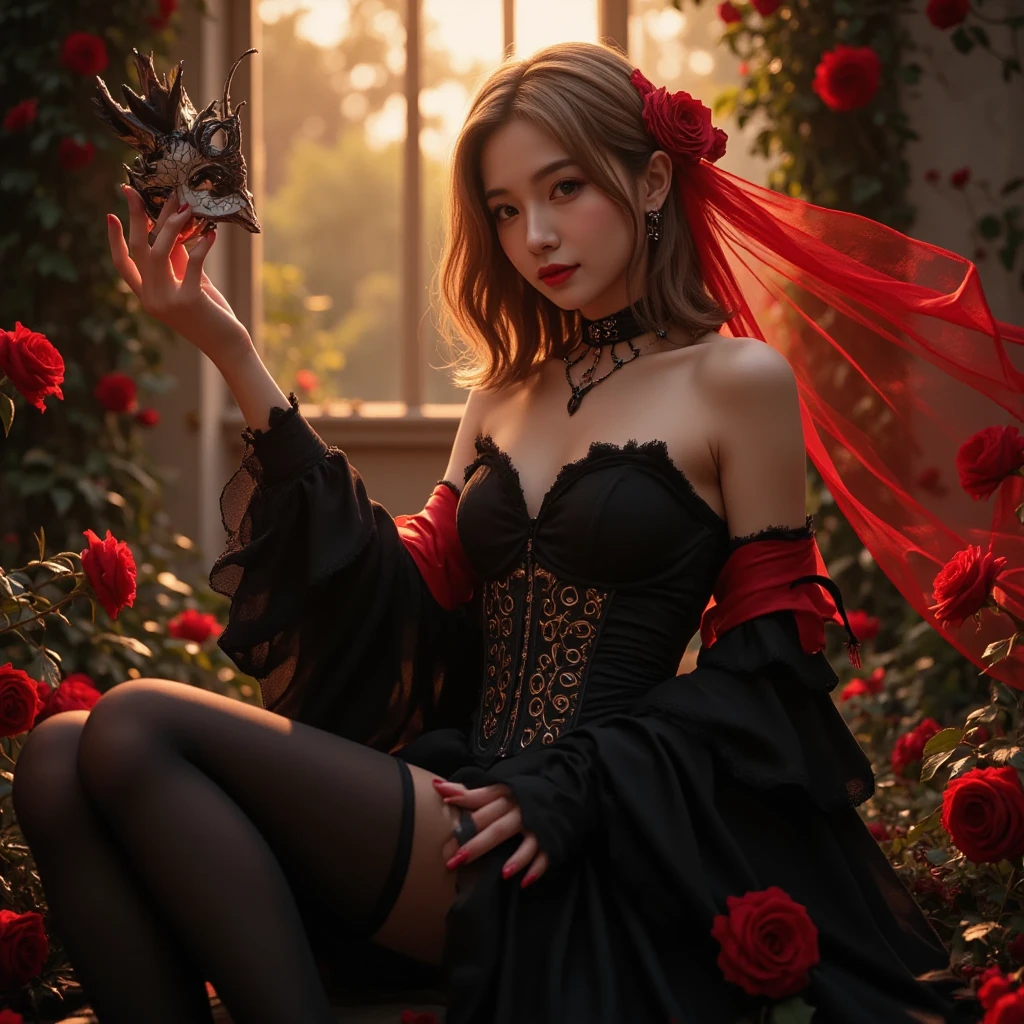 official art, unity 8k wallpaper, ultra detailed, beautiful and aesthetic, masterpiece, best quality, (zentangle, mandala, tangle, entangle), (fractal art:1.3) , 1girl, red flowers, extremely detailed, dynamic angle, cowboyshot, the most beautiful form of chaos, elegant, a brutalist designed, vivid colours, romanticism, by james jean, roby dwi antono, ross tran, francis bacon, michal mraz, adrian ghenie, petra cortright, gerhard richter, takato yamamoto, ashley wood, atmospheric