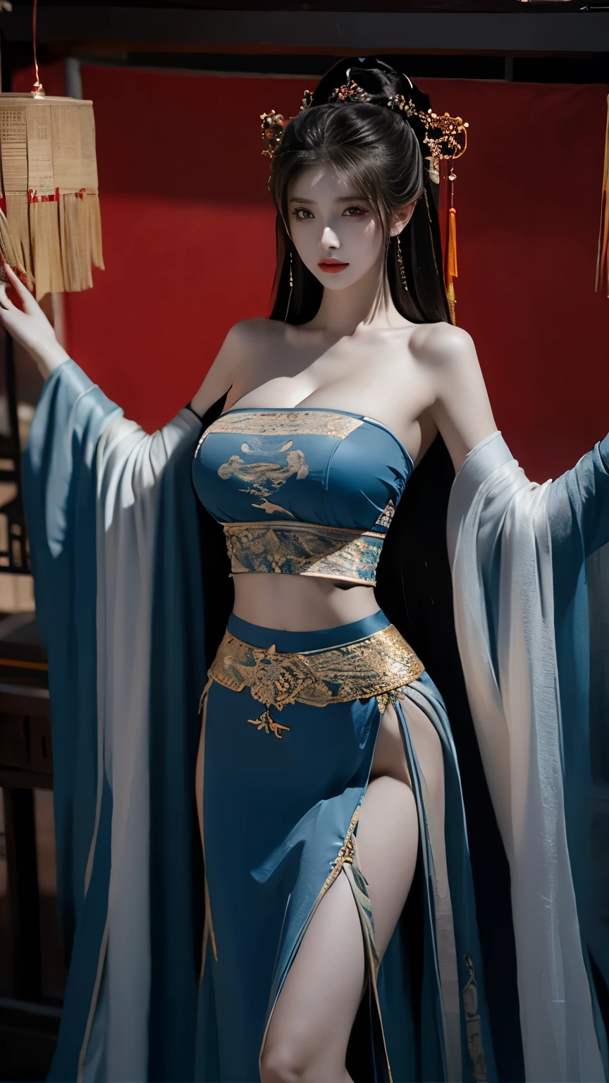 1 girl,Sexy Slut,Pelvic Curtain, breasts curtain, no underwear ,long, dark, and pointed nails,Face,full of Chinese characters,Wide hips, huge breasts