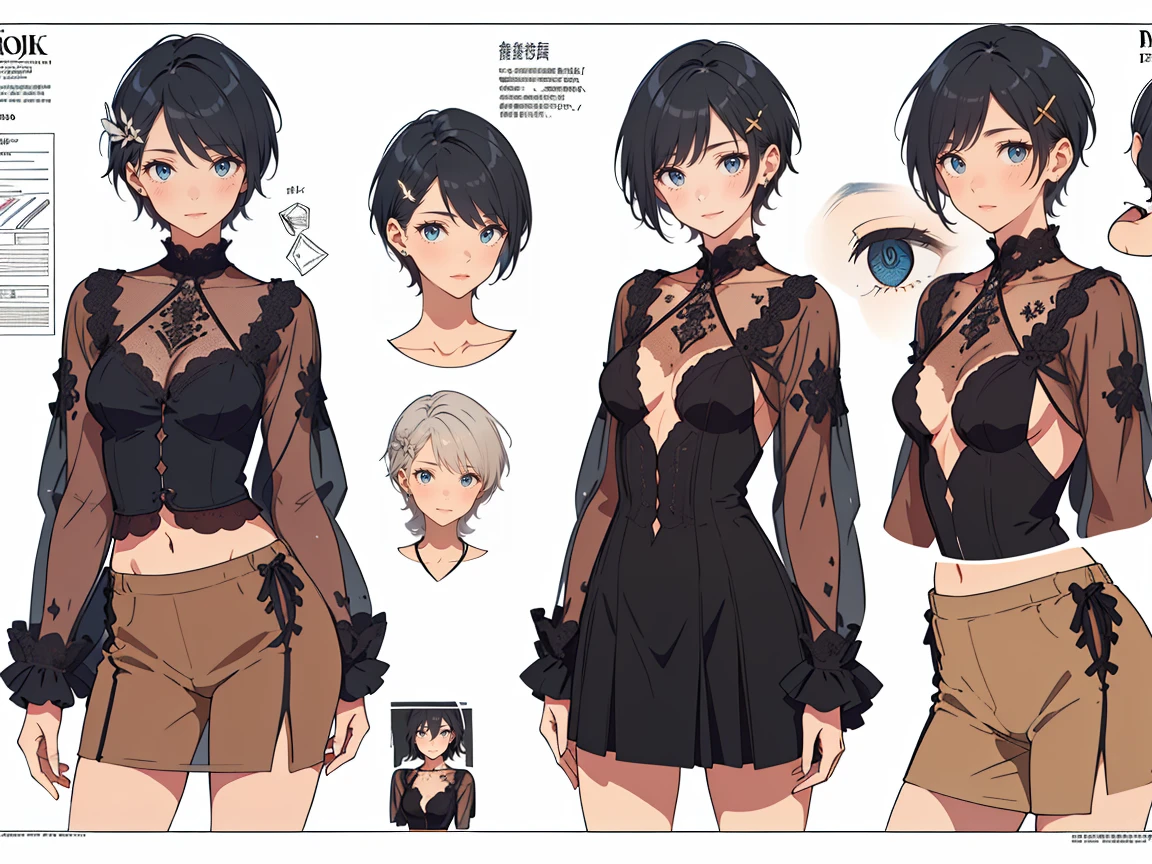 ((masterpiece)),(((best quality))),((character design sheet)), ((full body view)) illustration,Catalogue of sex slaves,1girl, thick thighs, ((detailed face:1.4)) Just the right kind of 14-year-old japanese sunburn kuro Gyaru for promiscuous sex friend, rough sketches, between breasts,big breasts,vaginal secretions,wearing an short apron without any clothes on and Chain of sex slaves,hair accessories,seductive grin smug,solid color backdrop, clean backdrop,