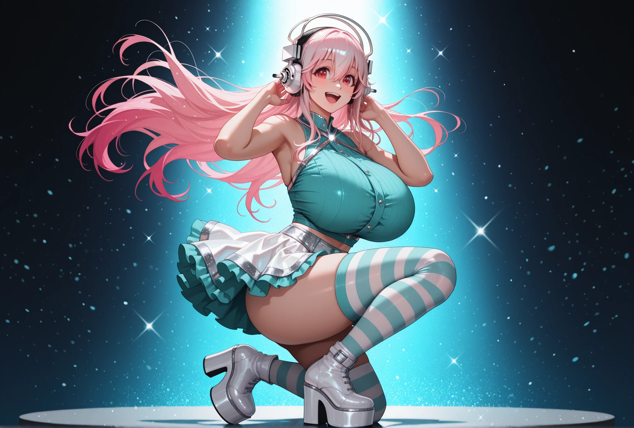 very short skirt,beautiful face,short height,,MC,HIP HOP,live stage,gold tiara,ahegao,dance,octopus woman,giant speaker,pink,Splatoon,pearl,女,ステージ,魅力的な体,超巨乳,(((bust官能的,背景にダンサー,(Don't hide your chest),1woman,bestquality,8k,busty,nsfdoor,bulsh,many people,