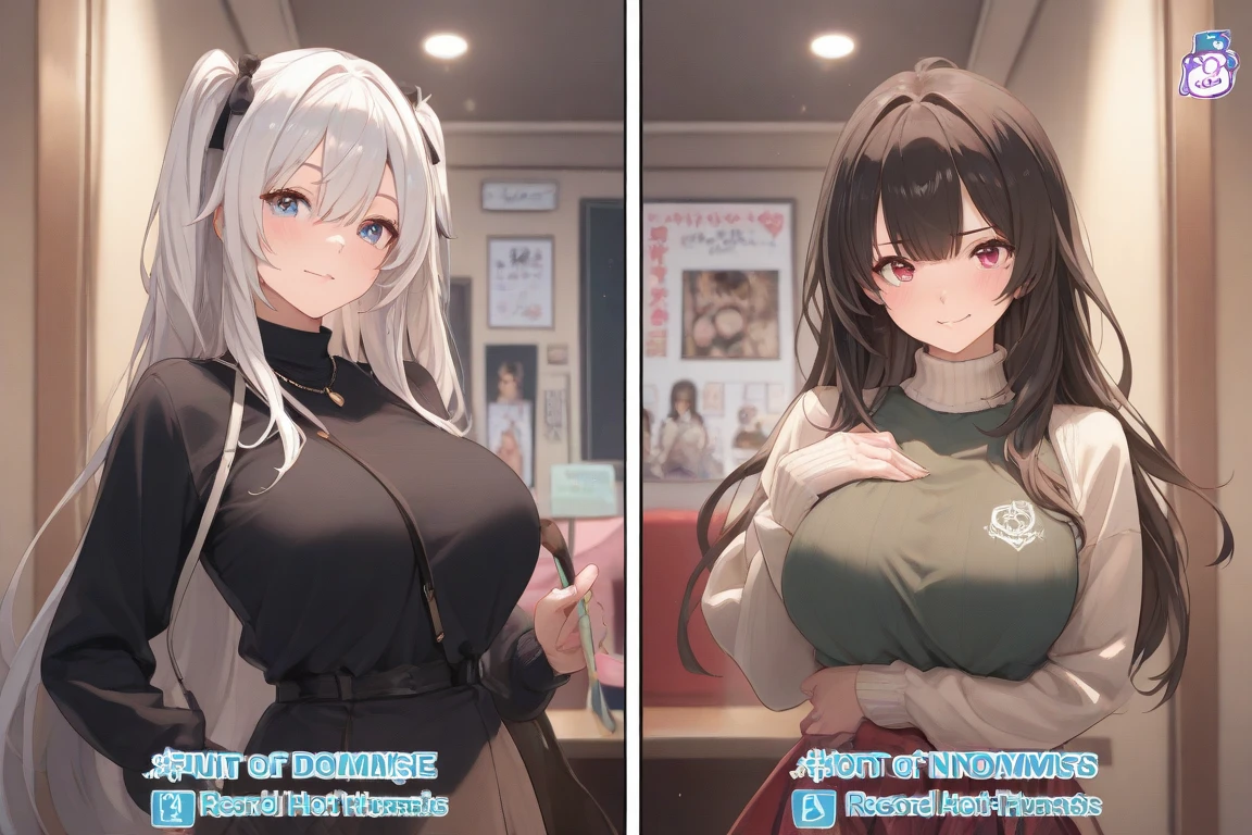 Highest quality, masterpiece, 超High resolution,Seraphim, skirt,View your viewers,indoor, sitting at a desk with a laptop and a camera,One girl ,Red eyes, Cleavage, Multicolored Hair, Grey Hair, Striped Hair, hair ornaments, smile, Black Hair, Clothing cutouts,Black jacket, Earrings, Braiding, tooth,Long Hair,masterpiece, High resolution, Octance 4K, Attention to detail