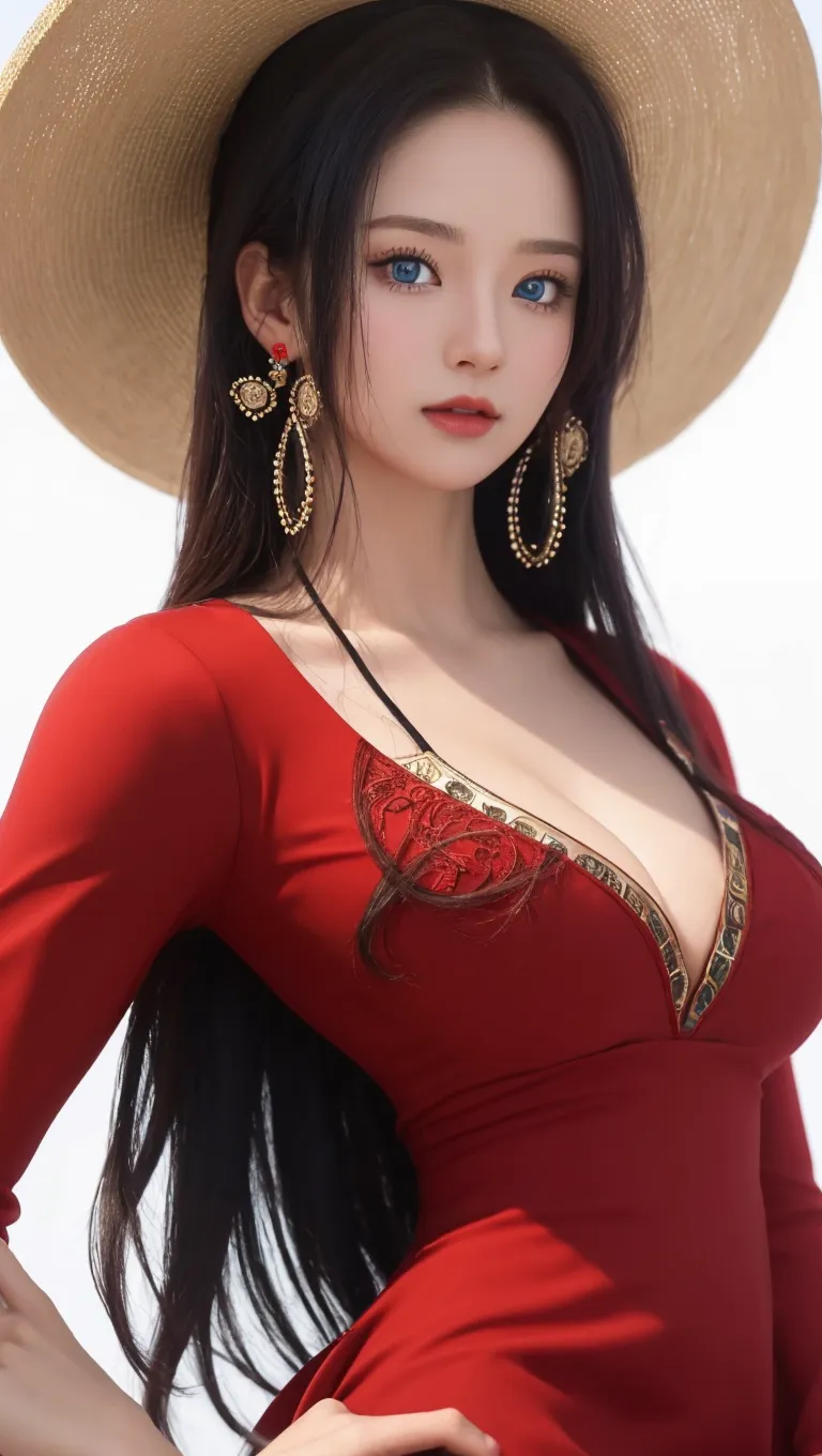 (A hyper-realistic), (illustratio), (hight resolution), (8K), (ighly detailed), (The best illustrations), (beatiful detailed eyes), (top-quality), (ultra-detailliert), (masterpiece), (detailed face), droopy eyes,full of sweat, full body, whole body, long hair, Girl in red dress, smile, smiling, huge tits, big breast, slim body, abs, ocean at night, moonlight