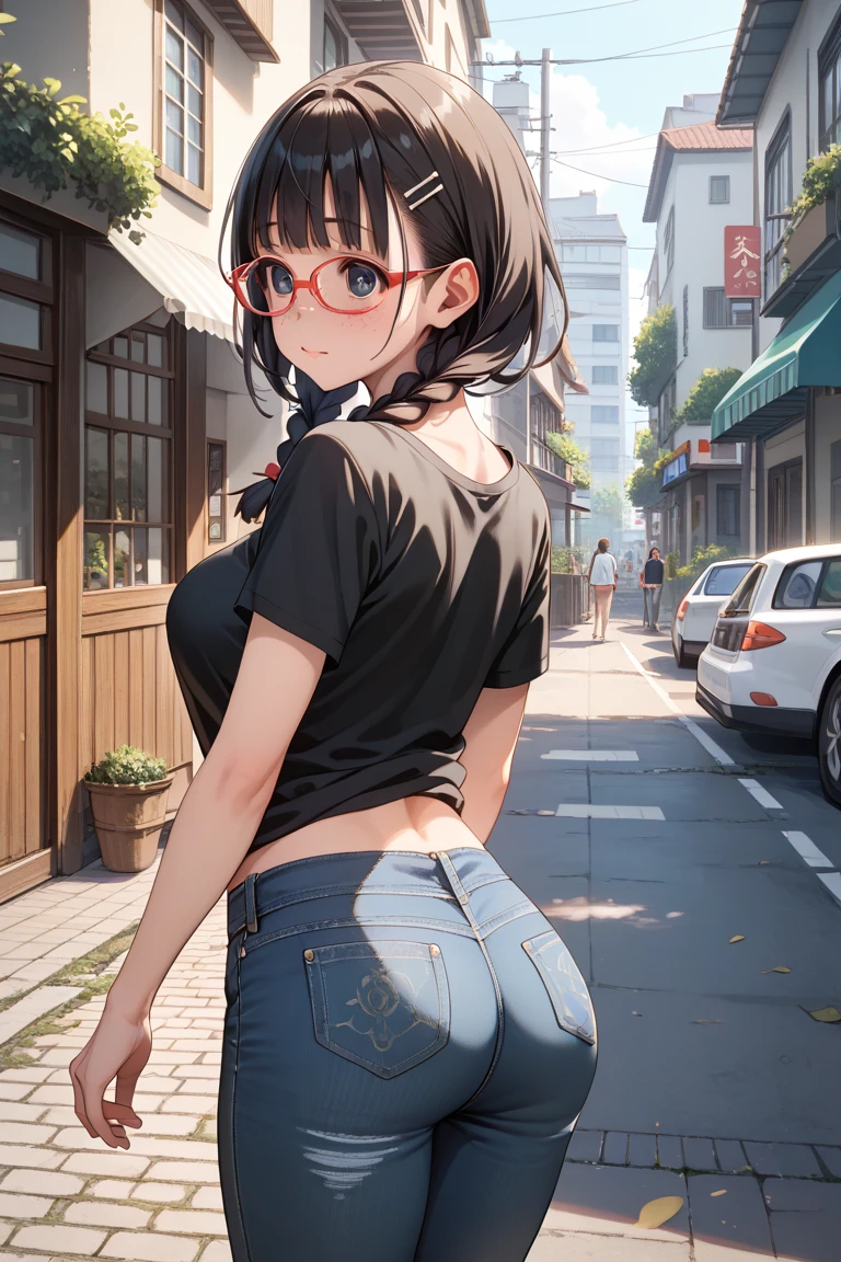 (You must follow these instructions:2),masterpiece, Highest quality, Very detailed,(My pants were covered in thick semen:2),(The girl walking in front of me is wearing soft pants, and through them the unevenness of the sports panties she is wearing is vaguely visible, and this is depicted delicately and carefully.:2.1),(Full body of a petite, dark-haired girl seen from behind:1.4),(on the face of her trousers that is appearing smooth convexoconcave over the panty:2.2),(A short Japanese woman is walking alone with her back turned:1.8),(A petite woman with dark hair is seen walking down the street, wearing a casual outfit and showing her whole body.:2.3),(It is ejaculated firmly into the body:3.5),(The crack of her butt doesn't go in that deeply.:2.5),(This short woman has her pants tightly fitted over her cute butt, but underneath the fabric you can clearly see the gap between her panties and her butt.:2.2),(The shape of the buttocks of the panties, which can be clearly seen through the pants:2.1),(This woman's dirty panties are wedged between her tightly fitted trousers and her soft ass, the outline of which is clearly visible through the thin fabric of her trousers.:2.1),(The woman walking ahead of me had her stinky panties and the line between her butt and her pants was clearly visible through the fabric.:2.1),(in her clothing ejaculated over and over:3.7),(She has the innocence of a young girl.:1.8),(Back view of a woman walking down the street in Tokyo:2.6),(A woman walking, seen from behind at a distance.:2.3),(A slightly plump face:1.5),(A little small in height:1.6),(Slightly thick legs:1.4),(Slightly short legs:1.6),(She looks like a Japanese idol:1.5),(normal body structure:1.9),(In fact, this girl's crotch is soaking wet with love juice.:2.3),(elected mens chasing her:2.5),(A little bit of defecation is coming out of the anus hidden in the pants.:2.2),(Portrait of a short, young woman:3.2),(This woman wears slimy, smelly panties inside her pants:3)