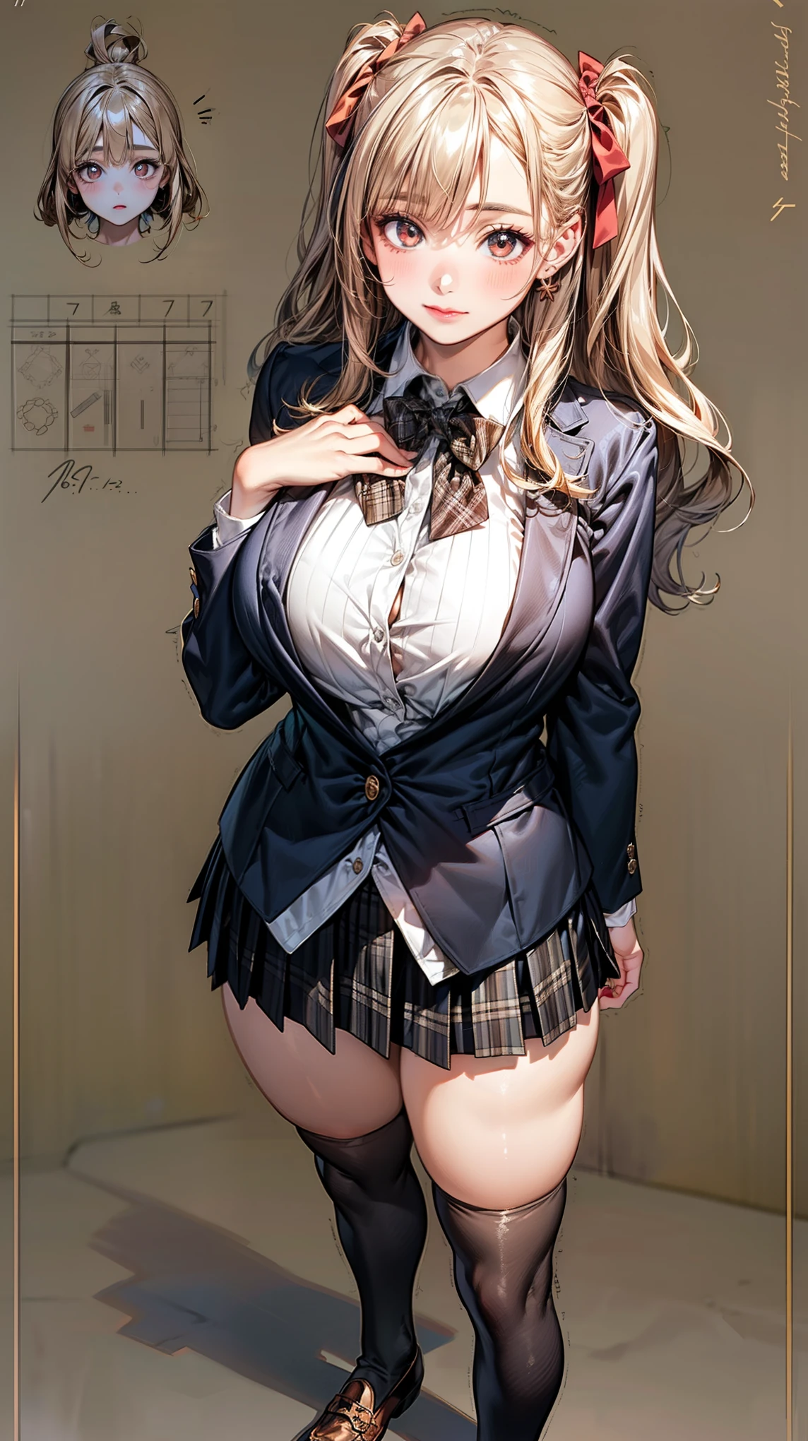 (Highly detailed CG Unity 8k wallpaper),(masterpiece), (highest quality), (Super detailed), (Best illustrations),(Best Shadow), Large Breasts Lift up your skirt Show your underwear to viewers Smiling and making a peace sign mini skirt School uniform