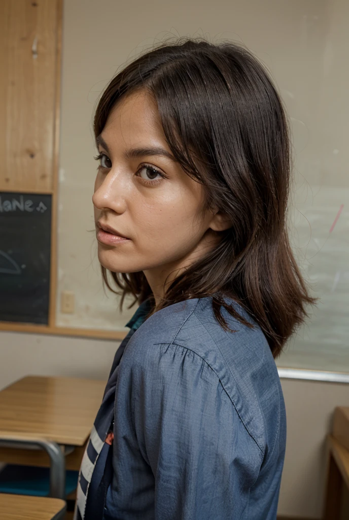 An orphaned green-eyed brunette teenager who helps the orphanage
