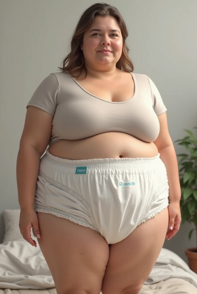 Fat woman wearing a diaper