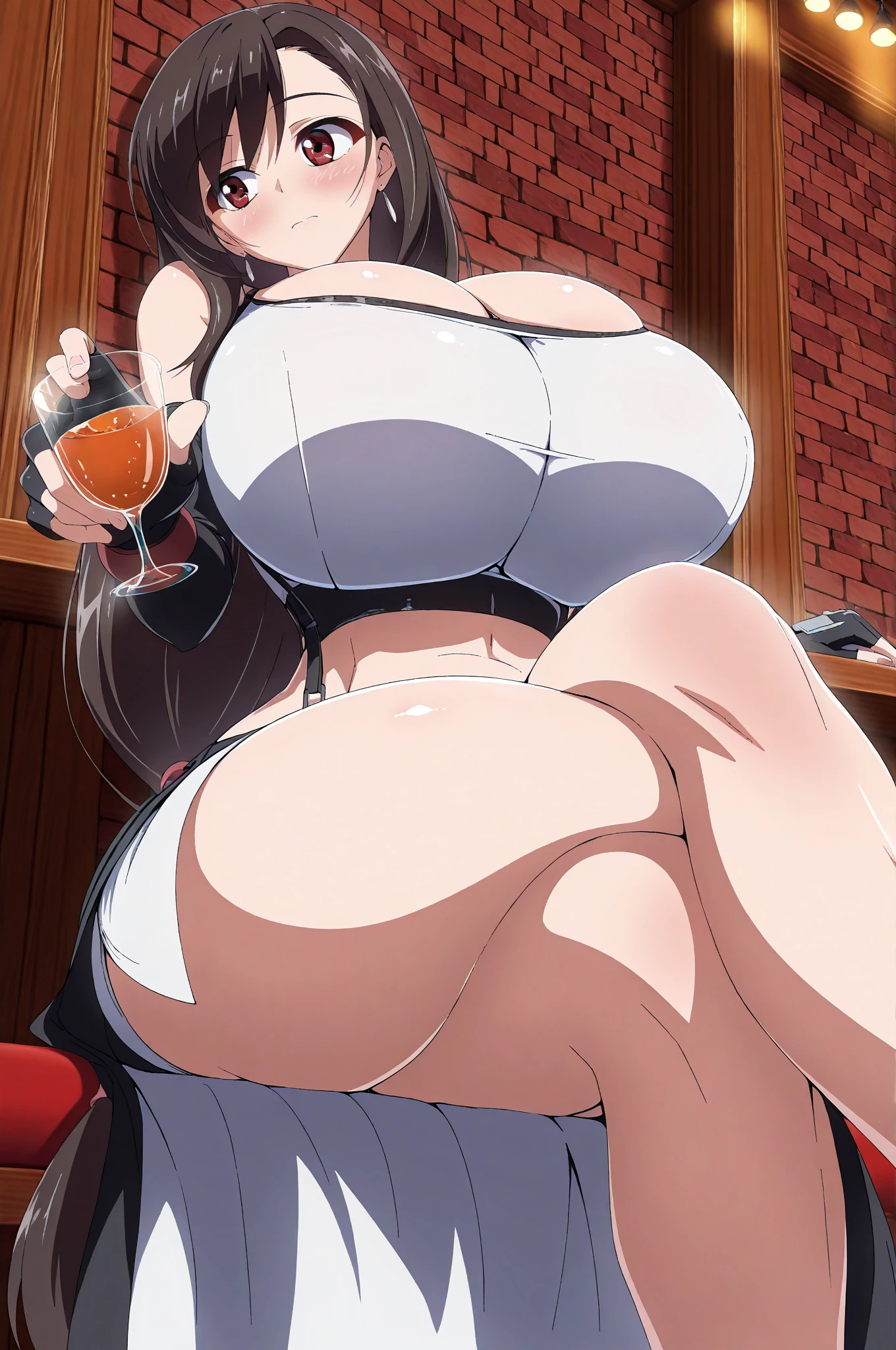 (Unity 16K Wallpaper, Masterpiece, Best Quality, Ultra Detailed, Extremely Detailed CG, Ultra High Resolution, Caustics, Detailed, Beautiful Detailed Eyes, solo, curvy, (((triple D cup breasts))), round buttocks, ((bubbly ass)), negligee:1.3, dutch angle, looking back:1.3, portrait, embarrassed, hands on chest, from behind), fine skin,