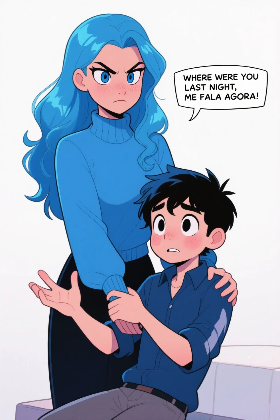 Ralph Bakshi Style, Curvy blue eyed girl with long wavy black hair and small breasts fucking her son, nudity, (extreme nsfw), torn clothes, (tits out), lewd, (incest_sex):3.0, (size difference):4.0, (pubic_stubble):4.0, (smaller_male):2.0