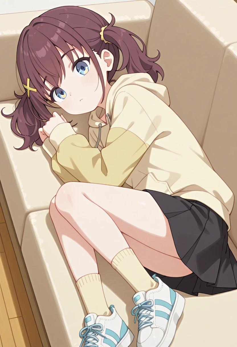 An anime girl watching TV sitting on the floor