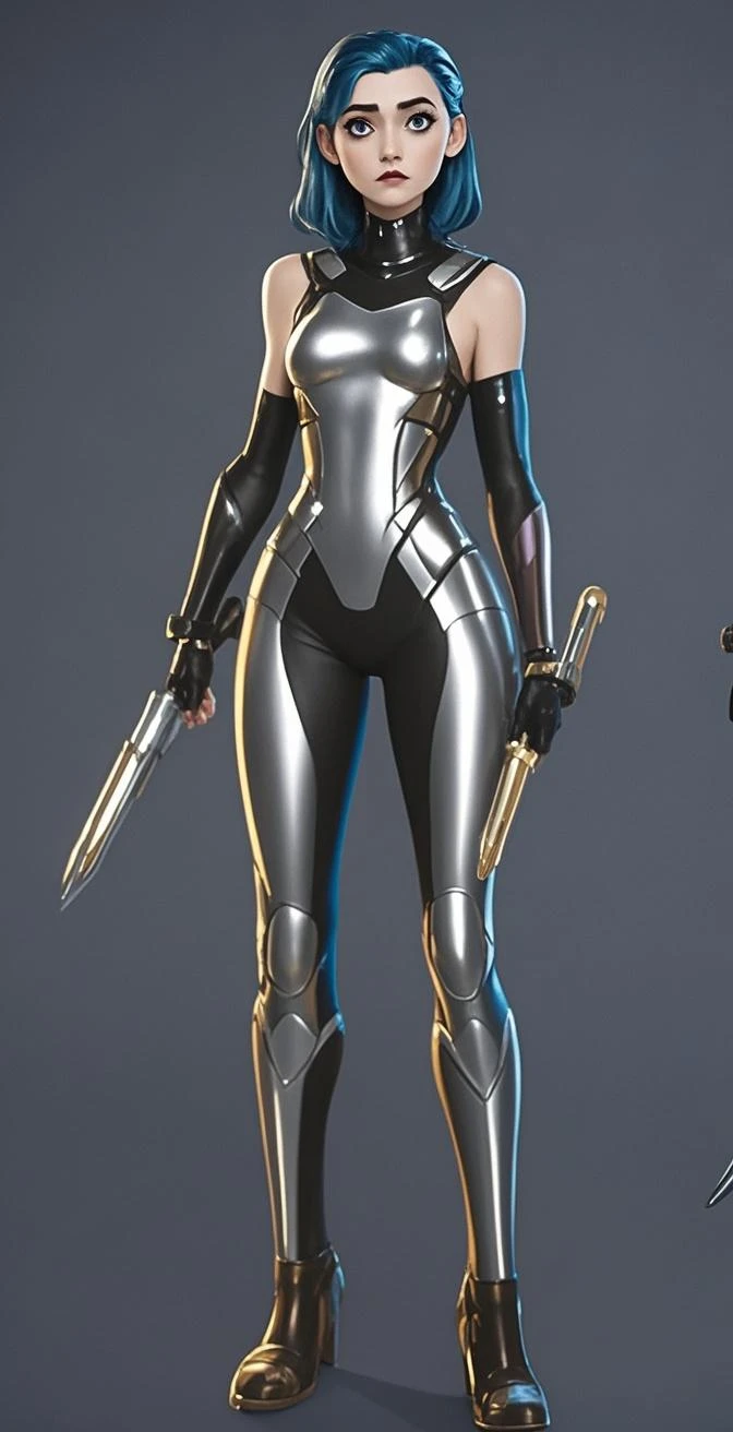 Extremely cute human eighteen year old girl face, human torso, human huge , human abdomen, human hips, robotic arms, mechanical legs, arms and legs with hard white shiny shell and black joints, very beautiful and feminine, short, , small, small, busty buttocks, medium bust, cleavage display, flat belly display, partial helmet with antenna on the ear, black robot joints, very stylish, award-winning product design, black rubber tights, The shiny white metal breastplate opens at the cleavage and abdomen, the white metal buttocks are wrinkled, and the armor has stylish, glowing trims, naked, wet pussy
