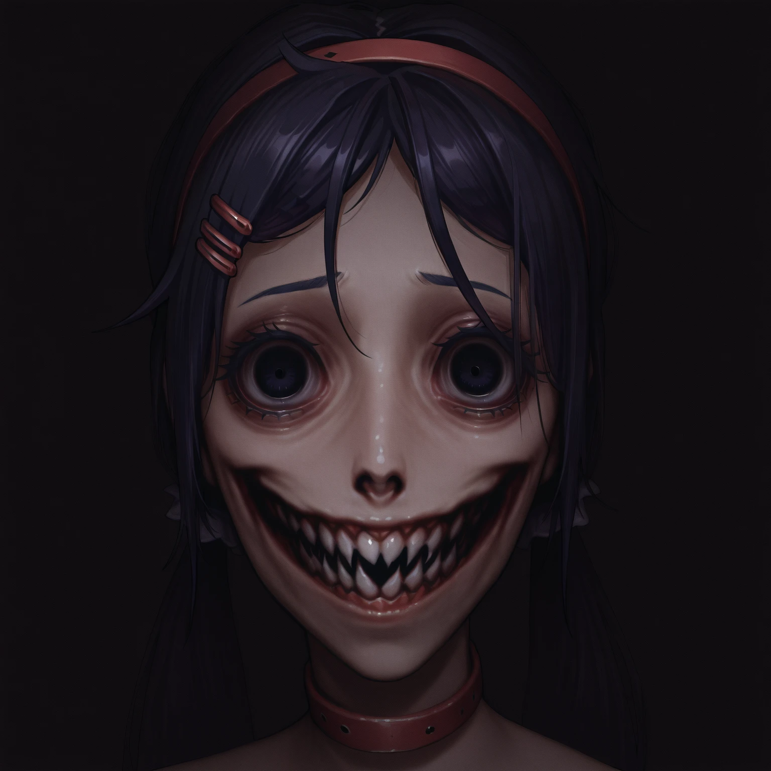 3D、Black hair twin tails、Tear bags、Eyelashes、Double teeth、Hanging eyes、NUDE