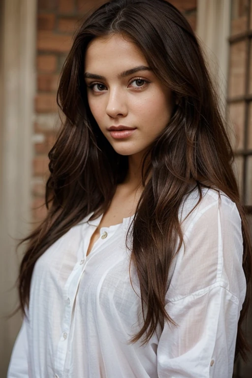 (Realistic), (RAW Photography), ((best quality)), ((masterpiece)), (detailed), perfect face epiCRealLife, (8k, highest quality, ultra detailed:1.37), analog style, model photography style, RAW, Photo of a beautiful girl, Mexican greek, brunette, long hair, sexy pose, no tattoos, wearing a beautiful long dress.