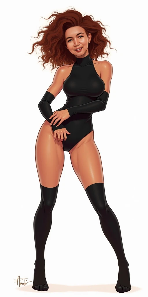 Beautiful woman with short straight brown hair with black eyes wearing a Black Gym Tight Leggings, a Grey Sexy Criss Cross Mock Neck Mid Sleeves Blouse, (ebony skin), (light brown lipstick) ,( makeup:1.5)l , cool glasses ,(BDSM Tied Up:1.4) , ripped clothes