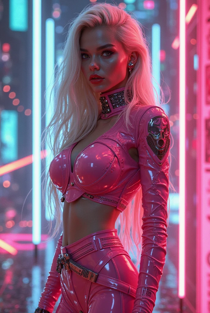 analog photo, editorial bdsm fashion photography, (((BDSM))), 24 year-old blonde woman, black latex catsuit, night, dark room, masterpiece, best quality, ultra-detailed, ((((yellow and pink neon light)))), ((big boobs)), white hair, (((model pose))), (((((cleevage))))), Fetish clothing‎, Physical restraint‎, Bondage cuffs, Bondage harness, Chains, Collar, Plastic wrap, Bondage tape, slutty, hot, sexual, detailed skin texture, beautiful detailed face, hyperrealistic, real, 4k, (((fit body))))), ((abs)), supermodel, masterpiece, eye level, Kodak Funsaver, Porta 160, 20mm, bokeh, in the style of Nan Goldin, textured, high contrast, ultrarealistic, 4k, hyperreal, modern, ((minimal))
