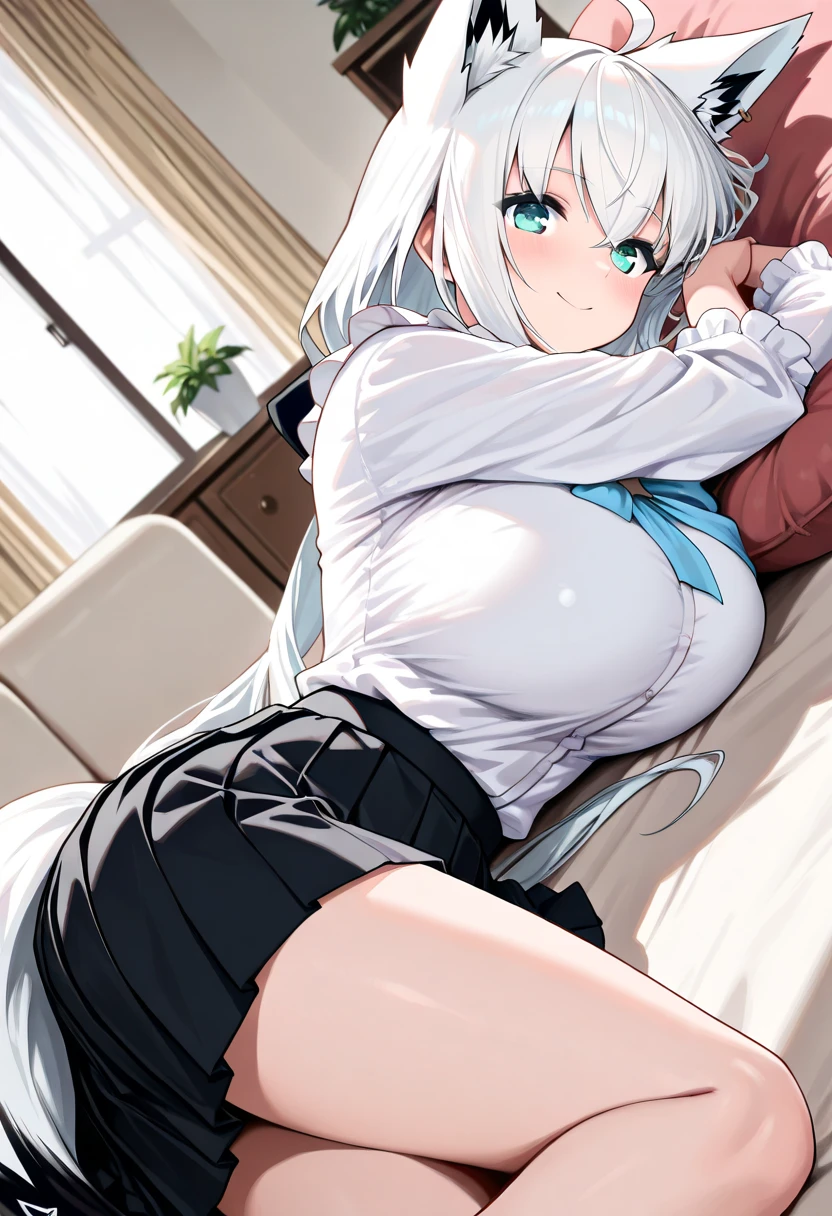 masterpiece, Highest quality, In detail, (beautiful girl), cute, (tits), (A high school girl tucking up her skirt to show her panties.)