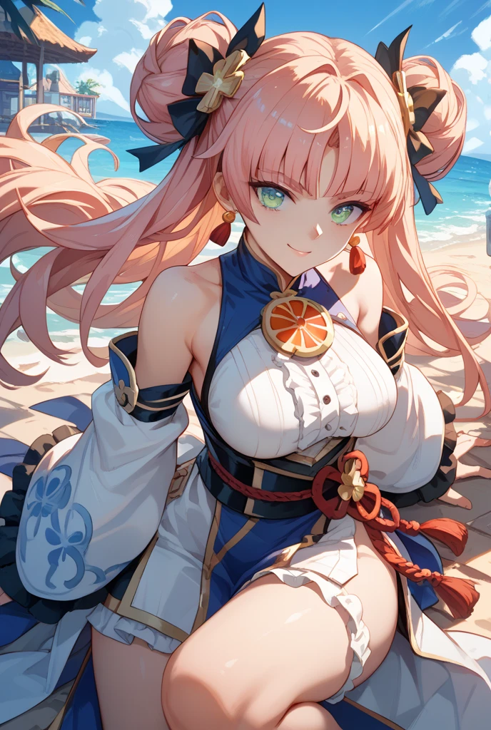 Yae Miko in the Genshin game,wearing an sexy underwear,Have by the sea