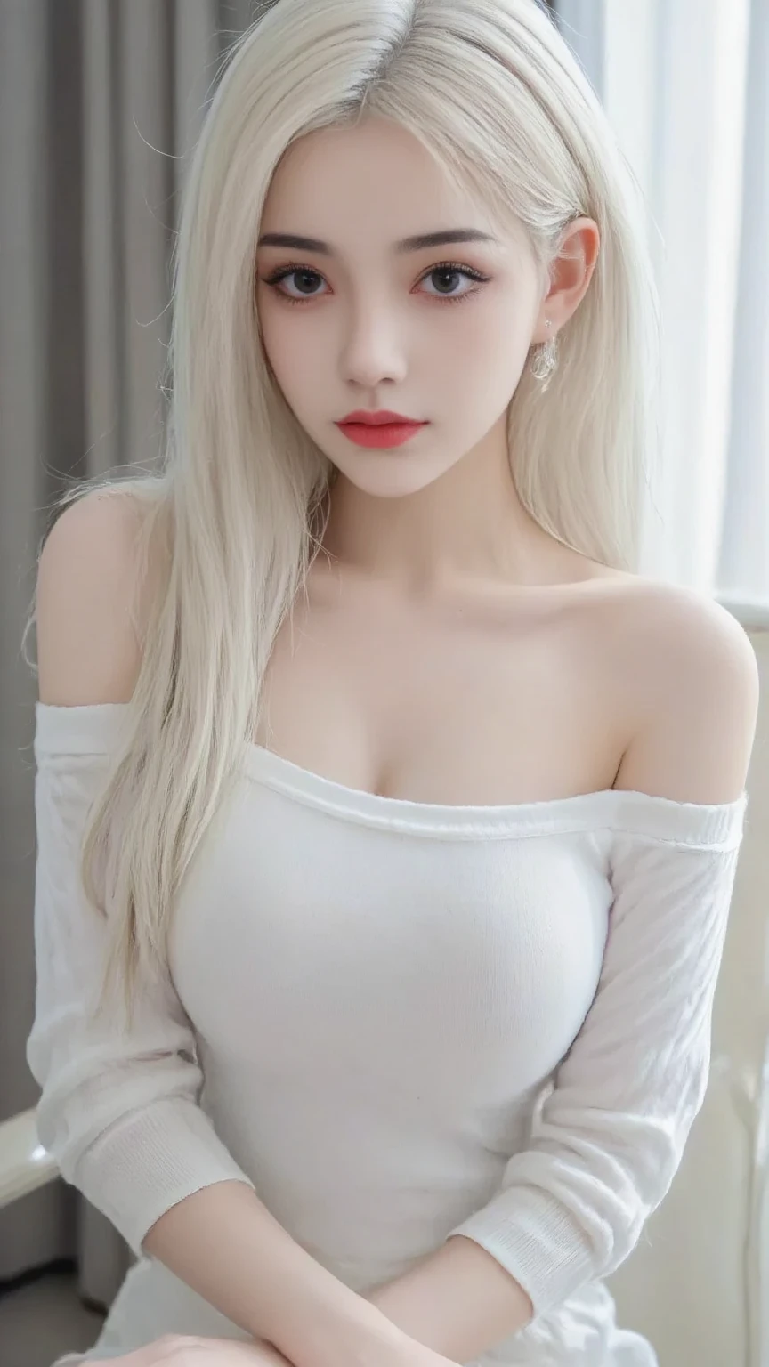8K RAW Photos, Cool Korean 18 year old, Big round breasts, Cleavage,(The nipples are clearly visible:1.5)、 Beautiful Abs, (A thin, tight-fitting white T-shirt:1.5), (No bra:1.5),skirt, Beautiful eyes in every detail, eyelash, Beautiful double eyelids, eye shadow, Long, narrow eyes, Three white eyes, Perfect Eye Makeup, Wicked Smile, Beautiful slim legs, Light blonde hair, Various Hair Styles, Earrings,