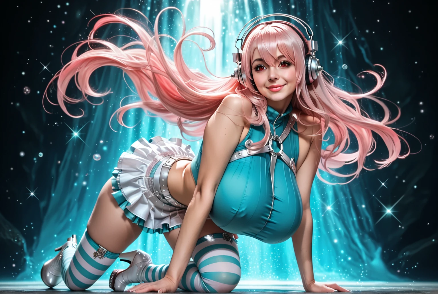 Nami from One Piece. Wearing a super mini skirt,Anime girl with headphones and a pink handbag posing for a photo, Smooth anime CG art, Sleek digital concept art, Photorealistic anime girl rendering, 8k high quality detailed art, deviantart artstation cgscosiety, Enchanting anime girl, Trending on cgstation, Fan Art Best Art Station, ArtStation Masterpiece, detailed Digital anime art, Style Art Germ, Digital anime art