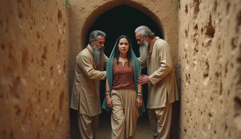 image cinématique et réelle , image en haute résolution 4K. deux jeune fille arabe de 18 ans est enfermée dans une pièce sale, creusant un petit trou au bas du mur de la pièce pour gagner sa liberté. Elles tiennent dans leurs main un morceau de fer avec lequel elles creuse. elle portent tous les deux des robe bien déchirait . La première fille bouge vigoureusement et lève la main droite pour heurter le mur. Elle est sur le point de terminer son travail. De l’autre côté du mur, elle trouve des arbres lourds avec une profonde tristesse et les larmes aux yeux.
Éclairage doux d'en haut, fumée de derrière