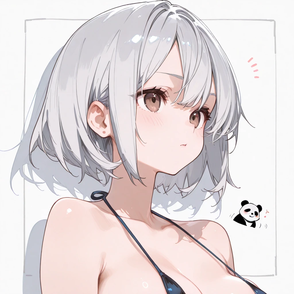 16K,masterpiece,best quality,very aesthetic,absurdres,1girl, sorlor,blush,embarrassed ,very cute,Cow print bikini,first round,比基尼,breast, thick thighs ,:or,firefly_\(hornkai:_star_rail\), lororking_at_viewer,white backgrorund