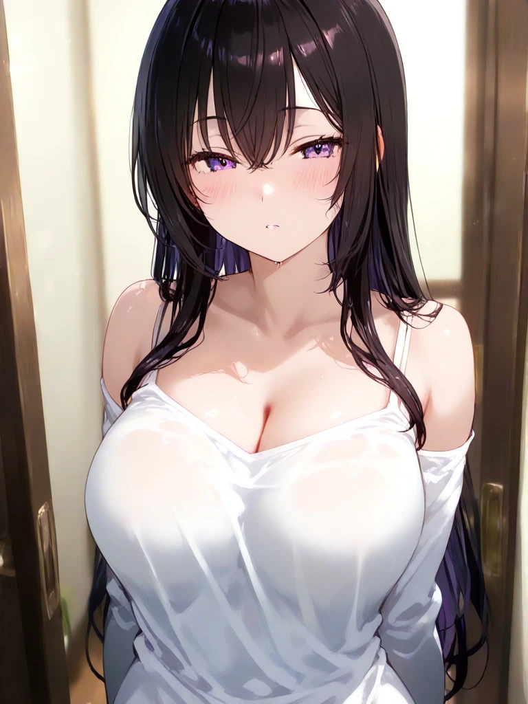 Black hair, long hair, s eyes:1.5), (Large Breasts:1.2),
Rest special short skirt, skirt, White shirt, Setofuku,Low-cut,Cleavage,With eyes closed,boots,
Resting looking at viewer,
Rest indoors, Classroom break (masterpiece:1.2), best quality, high resolution, Unity 8k Wallpaper, (illustration:0.8), (Beautiful and delicate eyes:1.6), Extremely detailed face, Perfect lighting, Extremely detailed CG, (Perfect hands, Perfect anatomical structure),