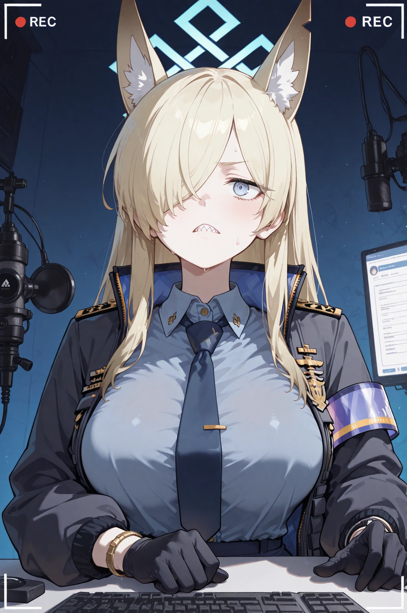 A girl who wears military clothes, brown heirs, gigantic breasts, anime cartoon, german third reich, long heirs,((highest quality)), ((masterpiece)),details, bleu eyes,black clothes,4k