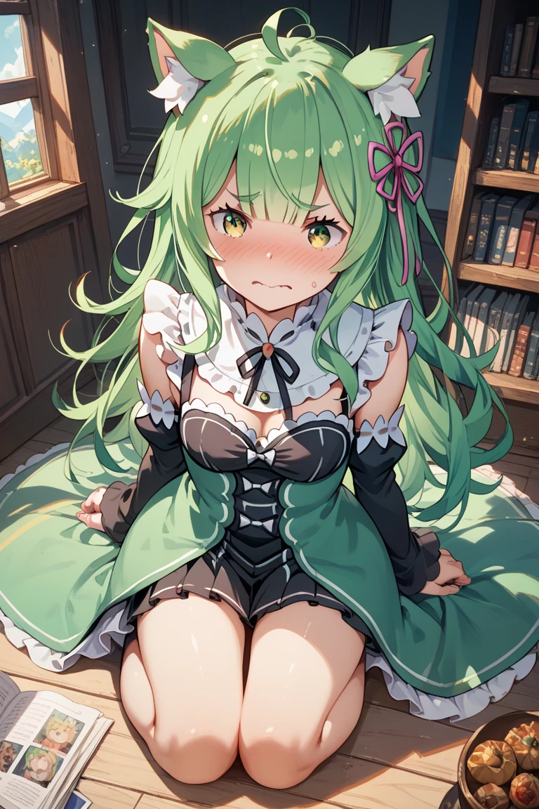 masterpiece, Highest quality, Illustrations for novels, High resolution, 18+ Adult content, Sensual, Intimate, Emotional, Passionate, romantic, sweet, Adorable, Innocent, Pure, Enchanting, Enchantingな, attractive, mysterious, Enchantingな, Enchanting, Immersive, Enchantingな, dream-like, Surreal, Imaginative, Whimsical, Artistic, Avant-garde, timeless, elegant, Sophisticated, chic, Sophisticated, Individuality, original, Enchantingな,One girl,Deltamon_beta, alone, blue eyes, Knee socks, Animal ears, Bare shoulders, Blue Tail, Earrings,Removable sleeves, Green Hair, No sleeve, Cat ear, bag, white Knee socks, Cat&#39;s Tail,pink backpack,Pink school bag,Lavender lace: A Cheetah in Peter Pan color/A cheetah/Cheetah Dress, Paired with ivory tights and Mary Jane shoes.,Cherry-blossom viewing, azalea, satsuki, azalea blizzard,
rest ((Avoidance method ((kitten)), Crying face))
