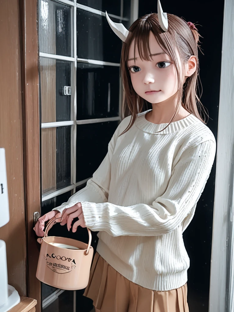 Cafe,One Japanese girl,Brown Hair,Baby Face