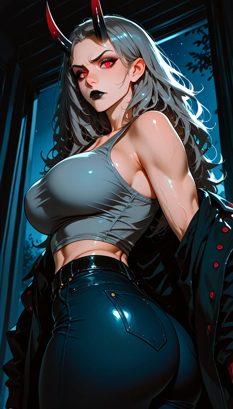 Best quality， tmasterpiece， A high resolution，8K，（realistically：1.4），超A high resolution，1个Giant Breast Girl， ultra - detailed， hyper realisitc， Very detailed CG illustration， offcial art， 电影灯光， actual， Young and beautiful girl， perfect body figure， perfect body figure， full pov， perfect bodies， （Starting below：1.3）， lacivious pose， long sexy legs， Self-confident， Beautiful Sexy， Gray short sleeves， Open the abdomen， Super Shorts， S-shaped body， hip is cocked，placed in a，lewd poses，Different Perspectives