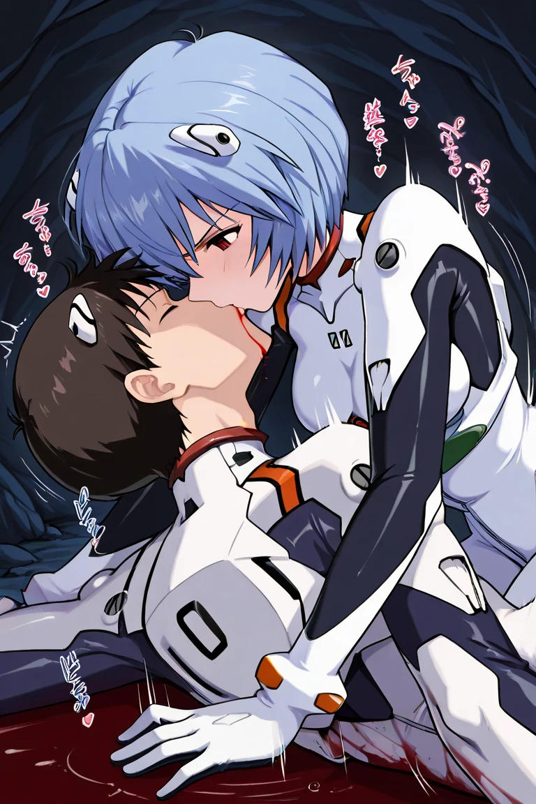 score_9, score_8_up, score_7_up, score_6_up, score_5_up, score_4_up, (source_anime), 2girls, evangellion, asuka langley, rei ayanami, yuri, oral, Inside a mecha, pussy lick, full body, Far