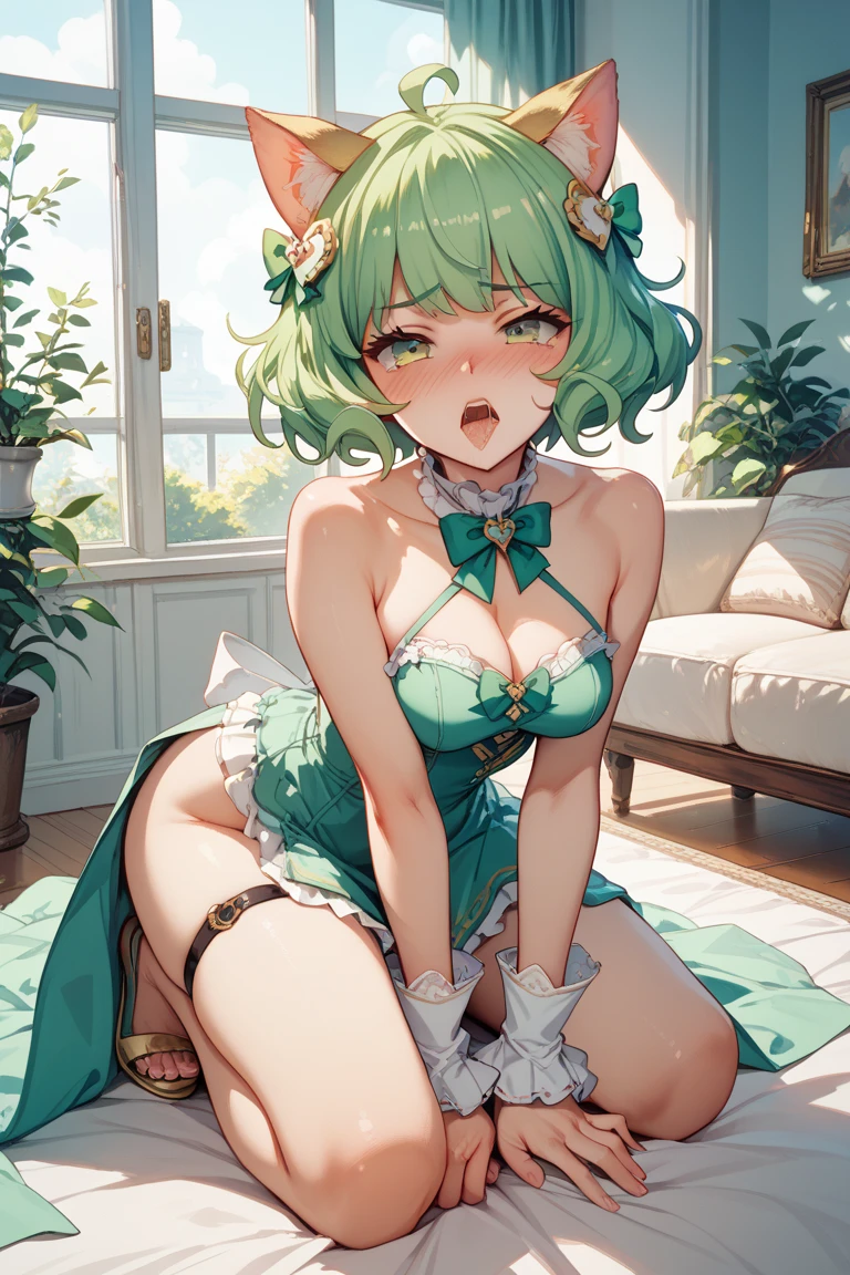 (top-quality、​masterpiece、high-level image quality、Super delicate)、((a beauty girl))、(Silky mocha brown gradation hair)、(straight elegant medium bob、Long bangs)、(Brainwashed, sky green eyes)、a choker、Moderately large breasts、((Traveler's Costume))、((Cuffed))、Straight face、she was a slave、 ((Brainwashing hypnosis))、bandaged