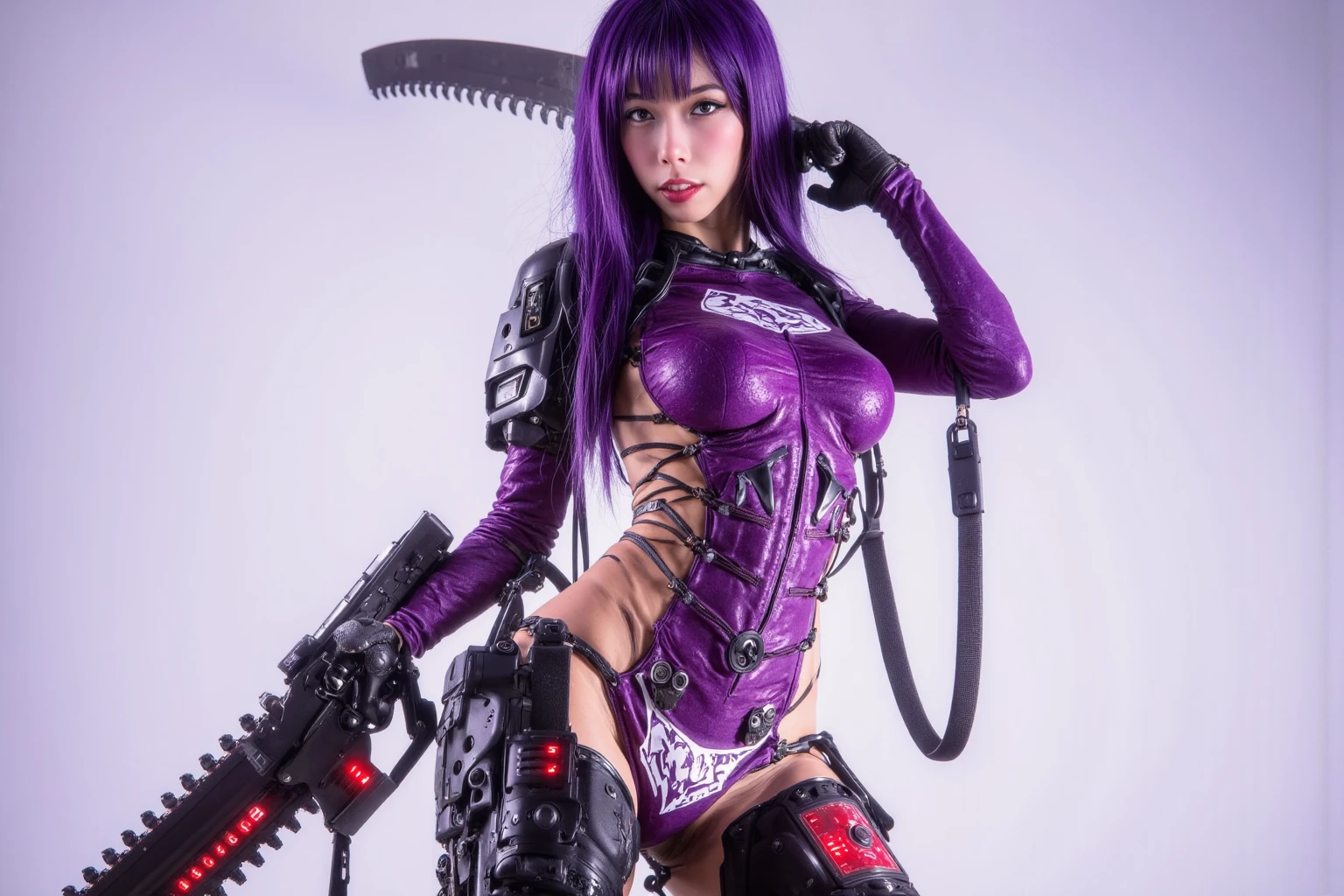 (purple dom background, mechanical legs, mechanical arms, stainless steel top, Rainbow-colored millipede metal, bangs):1.6, (headdress, sharpening, sharpening face):1.3, 1girl, solo, face viewer, looking at viewer, lipstick, full body, cowboy shot, symmetry, mecha musume, no nipples,mecha bra, mecha, mecha on girl, purple dom, millipede, millipede mecha,
<lora:Purple Dom SDXL-0.1:0.1>
<lora:millipede SDXL-000002:0.6>
<lora:SDXL lucia 000001:0.0>
<lora:SDXL lucia 000002:0.0>
<lora:SDXL lucia 2:0.0>
<lora:SDXL lucia 3:0.0>
<lora:Princess Lucia:0.6>
